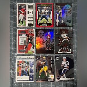🏈 Tom Brady NFL National Football League Sports Trading Cards, Qty 9, Lot #1